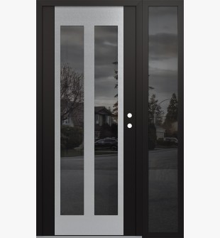 Diamond C14 48" x 80" black/black mirrored Glass Panel stainless steel LHI with Sidelite mirrored Glass