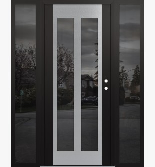 Diamond C14 68" x 80" black/black mirrored Glass Panel stainless steel LHI with 2 Sidelites mirrored Glass