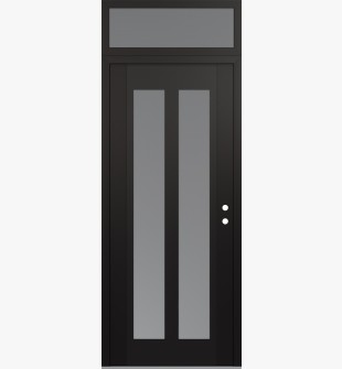 Diamond C14 36" x 96" black/white frosted Glass Panel black LHI with Transom frosted Glass