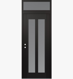 Diamond C14 36" x 96" black/white frosted Glass Panel black RHI with Transom frosted Glass