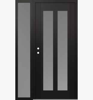 Diamond C14 50" x 80" black/white frosted Glass Panel black RHI with Sidelite frosted Glass