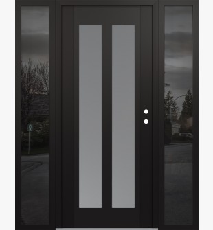 Diamond C14 60" x 80" black/white frosted Glass Panel black LHI with 2 Sidelites mirrored Glass