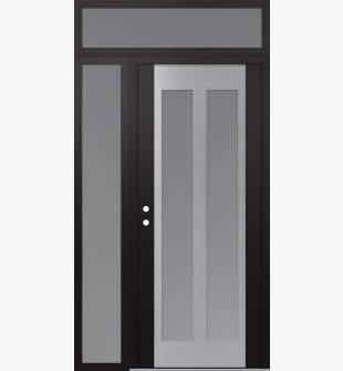 Diamond C14 48" x 96" black/white frosted Glass Panel stainless steel RHI with Sidelite and Transom frosted Glass