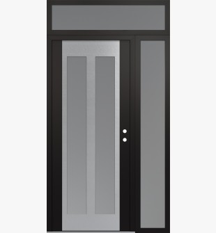 Diamond C14 50" x 96" black/white frosted Glass Panel stainless steel LHI with Sidelite and Transom frosted Glass