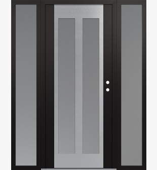 Diamond C14 68" x 80" black/white frosted Glass Panel stainless steel LHI with 2 Sidelites frosted Glass