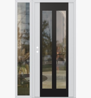 Diamond C14 50" x 80" white/white clear Glass Panel black RHI with Sidelite clear Glass