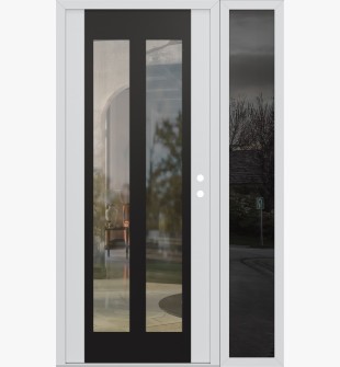 Diamond C14 48" x 80" white/white clear Glass Panel black LHI with Sidelite mirrored Glass