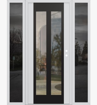 Diamond C14 60" x 80" white/white clear Glass Panel black LHI with 2 Sidelites mirrored Glass