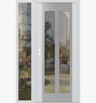 Diamond C14 52" x 80" white/white clear Glass Panel stainless steel RHI with Sidelite clear Glass
