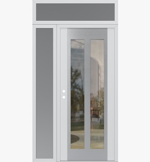 Diamond C14 48" x 96" white/white clear Glass Panel stainless steel RHI with Sidelite and Transom frosted Glass