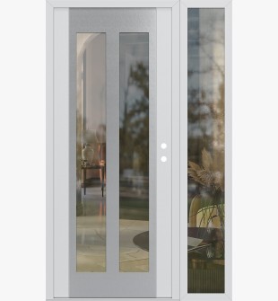 Diamond C14 50" x 80" white/white clear Glass Panel stainless steel LHI with Sidelite clear Glass