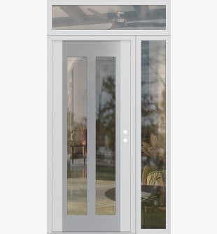 Diamond C14 48" x 96" white/white clear Glass Panel stainless steel LHI with Sidelite and Transom clear Glass