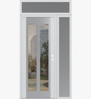 Diamond C14 52" x 96" white/white clear Glass Panel stainless steel LHI with Sidelite and Transom frosted Glass