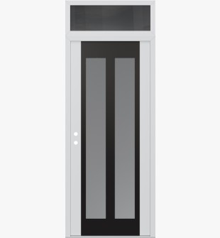 Diamond C14 36" x 96" white/white frosted Glass Panel black RHI with Transom mirrored Glass