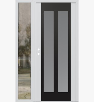 Diamond C14 50" x 80" white/white frosted Glass Panel black RHI with Sidelite clear Glass