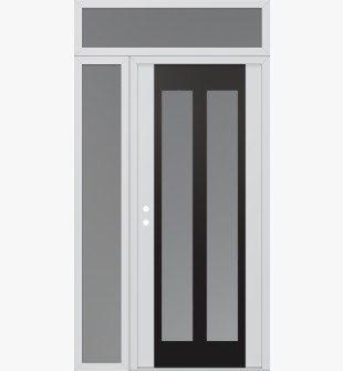 Diamond C14 52" x 96" white/white frosted Glass Panel black RHI with Sidelite and Transom frosted Glass