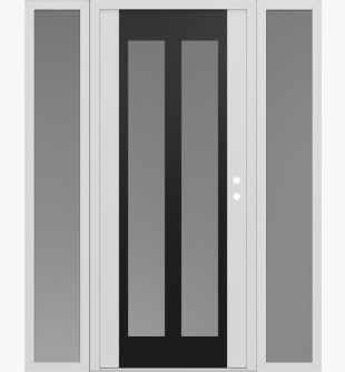 Diamond C14 64" x 80" white/white frosted Glass Panel black LHI with 2 Sidelites frosted Glass