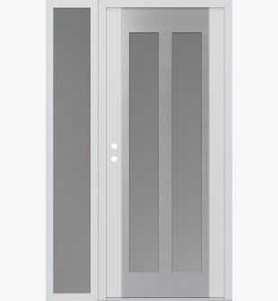 Diamond C14 52" x 80" white/white frosted Glass Panel stainless steel RHI with Sidelite frosted Glass