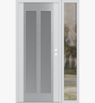 Diamond C14 48" x 80" white/white frosted Glass Panel stainless steel LHI with Sidelite clear Glass