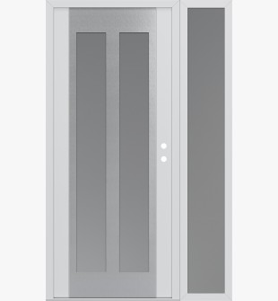 Diamond C14 50" x 80" white/white frosted Glass Panel stainless steel LHI with Sidelite frosted Glass