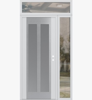 Diamond C14 52" x 96" white/white frosted Glass Panel stainless steel LHI with Sidelite and Transom clear Glass