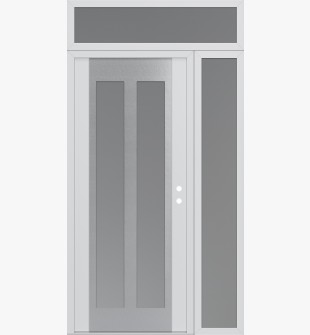 Diamond C14 48" x 96" white/white frosted Glass Panel stainless steel LHI with Sidelite and Transom frosted Glass
