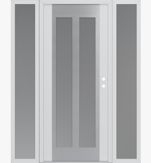 Diamond C14 64" x 80" white/white frosted Glass Panel stainless steel LHI with 2 Sidelites frosted Glass