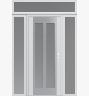 Diamond C14 68" x 96" white/white frosted Glass Panel stainless steel LHI with 2 Sidelites and Transom frosted Glass