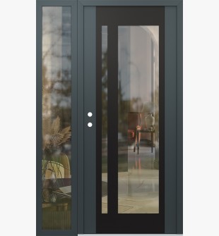 Diamond C15 50" x 80" anthracite/anthracite clear Glass Panel black RHI with Sidelite clear Glass