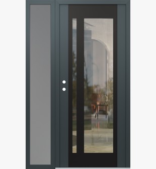 Diamond C15 52" x 80" anthracite/anthracite clear Glass Panel black RHI with Sidelite frosted Glass