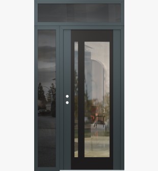 Diamond C15 50" x 96" anthracite/anthracite clear Glass Panel black RHI with Sidelite and Transom mirrored Glass