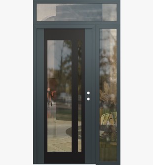Diamond C15 50" x 96" anthracite/anthracite clear Glass Panel black LHI with Sidelite and Transom clear Glass