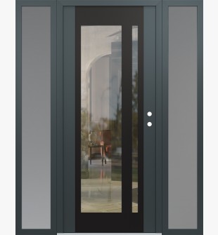 Diamond C15 60" x 80" anthracite/anthracite clear Glass Panel black LHI with 2 Sidelites frosted Glass