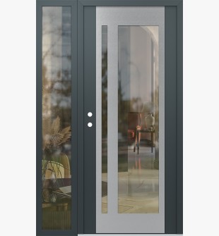 Diamond C15 48" x 80" anthracite/anthracite clear Glass Panel stainless steel RHI with Sidelite clear Glass