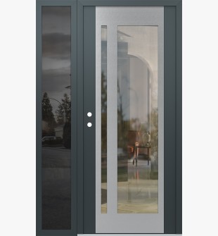 Diamond C15 50" x 80" anthracite/anthracite clear Glass Panel stainless steel RHI with Sidelite mirrored Glass