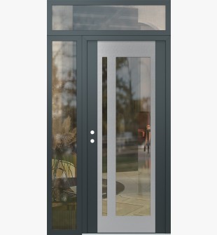 Diamond C15 52" x 96" anthracite/anthracite clear Glass Panel stainless steel RHI with Sidelite and Transom clear Glass