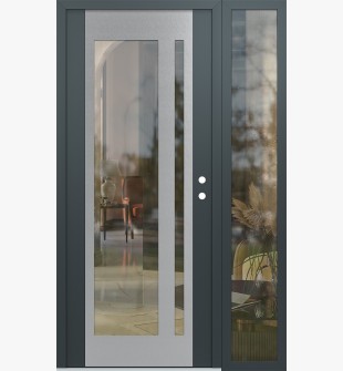 Diamond C15 52" x 80" anthracite/anthracite clear Glass Panel stainless steel LHI with Sidelite clear Glass