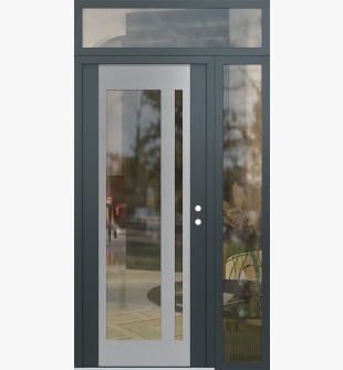 Diamond C15 48" x 96" anthracite/anthracite clear Glass Panel stainless steel LHI with Sidelite and Transom clear Glass