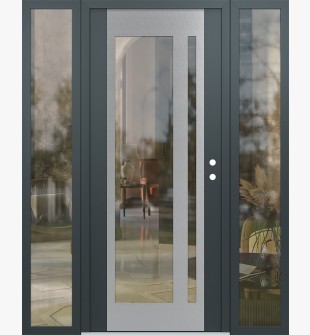 Diamond C15 60" x 80" anthracite/anthracite clear Glass Panel stainless steel LHI with 2 Sidelites clear Glass