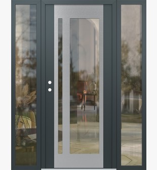 Diamond C15 68" x 80" anthracite/anthracite clear Glass Panel stainless steel RHI with 2 Sidelites clear Glass