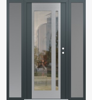 Diamond C15 68" x 80" anthracite/anthracite clear Glass Panel stainless steel LHI with 2 Sidelites frosted Glass