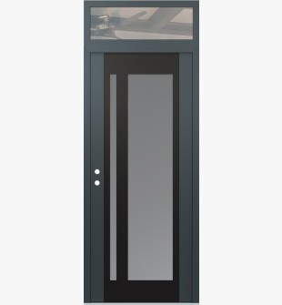 Diamond C15 36" x 96" anthracite/anthracite frosted Glass Panel black RHI with Transom clear Glass