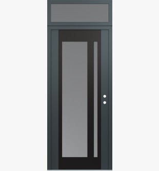 Diamond C15 36" x 96" anthracite/anthracite frosted Glass Panel black LHI with Transom frosted Glass