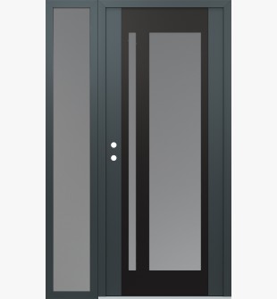 Diamond C15 50" x 80" anthracite/anthracite frosted Glass Panel black RHI with Sidelite frosted Glass