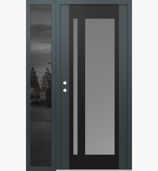 Diamond C15 52" x 80" anthracite/anthracite frosted Glass Panel black RHI with Sidelite mirrored Glass