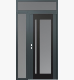 Diamond C15 48" x 96" anthracite/anthracite frosted Glass Panel black RHI with Sidelite and Transom frosted Glass