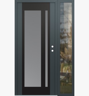 Diamond C15 52" x 80" anthracite/anthracite frosted Glass Panel black LHI with Sidelite clear Glass