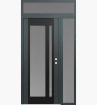 Diamond C15 48" x 96" anthracite/anthracite frosted Glass Panel black LHI with Sidelite and Transom frosted Glass