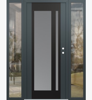 Diamond C15 64" x 80" anthracite/anthracite frosted Glass Panel black LHI with 2 Sidelites clear Glass