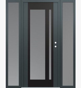 Diamond C15 60" x 80" anthracite/anthracite frosted Glass Panel black LHI with 2 Sidelites frosted Glass